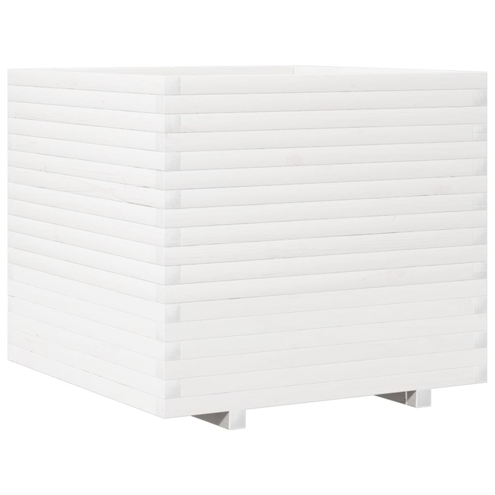 Jardinière bac lit surélevé plantes fleurs terrasse jardin 80 x 80 x 72 cm bois de pin massif blanc