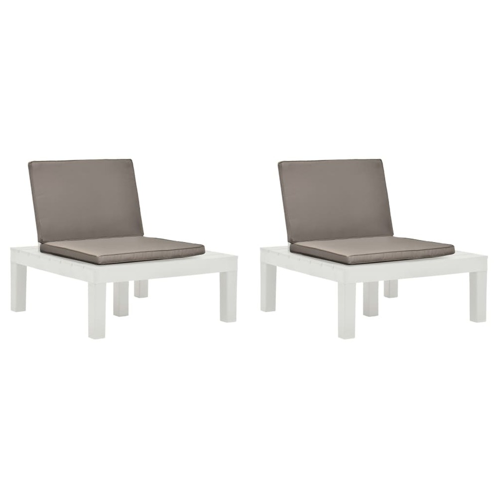 Chaises de salon de jardin et coussins lot de 2 plastique blanc