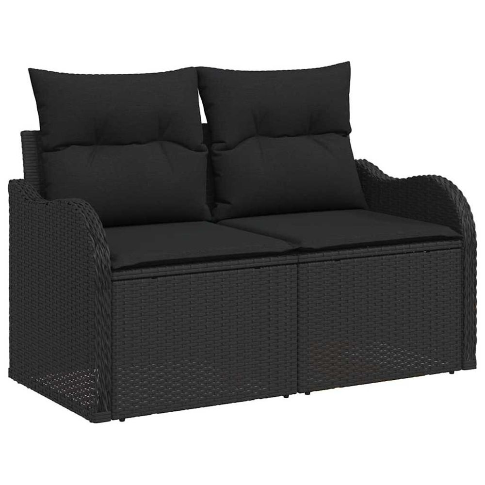 Ensemble de canapé de jardin 6 pc noir poly rattan