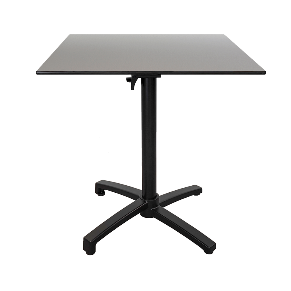 Table pliable pour terrasse en compact hpl décor gris métal 70x70