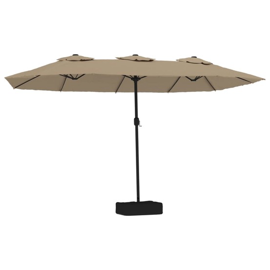 Parasol de jardin à double tête avec led taupe 449x265 cm