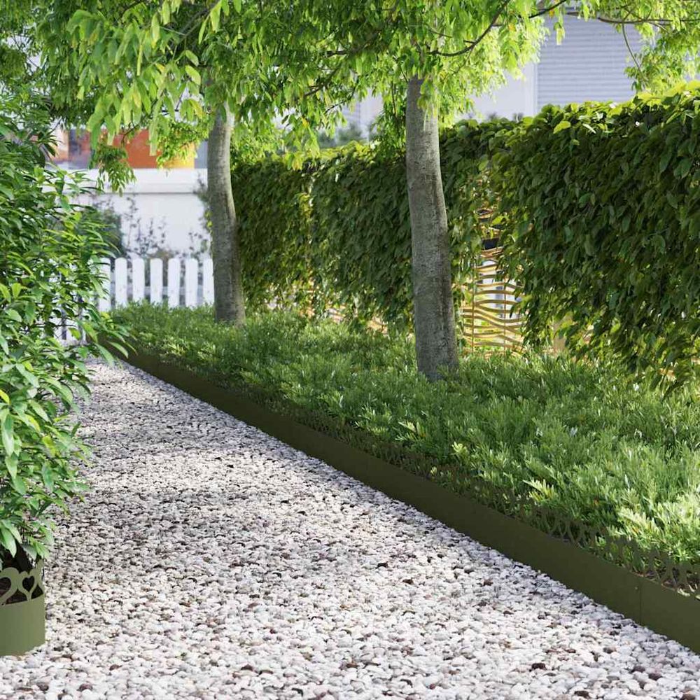 Séparation jardin acier aménagement extérieur bordure 103x22cm vert olive 20pcs