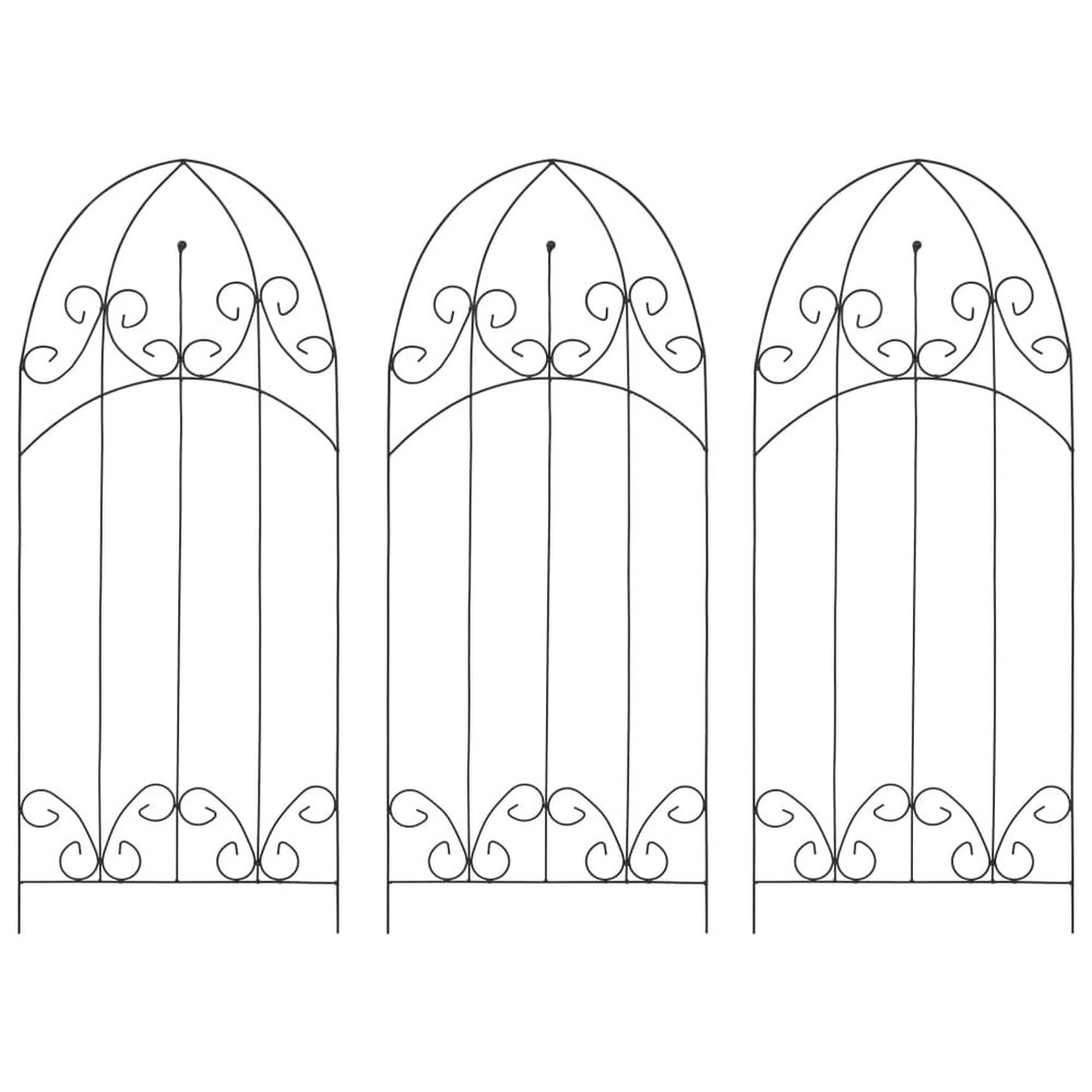 Supports pour plantes meuble fleurs grimpantes 3 pcs 40 x 100 cm fer noir