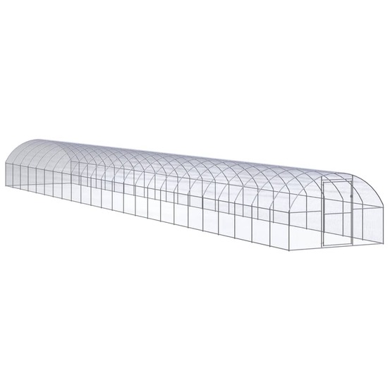 Poulailler enclos cage poules d'extérieur 3 x 24 x 2 m acier galvanisé argent