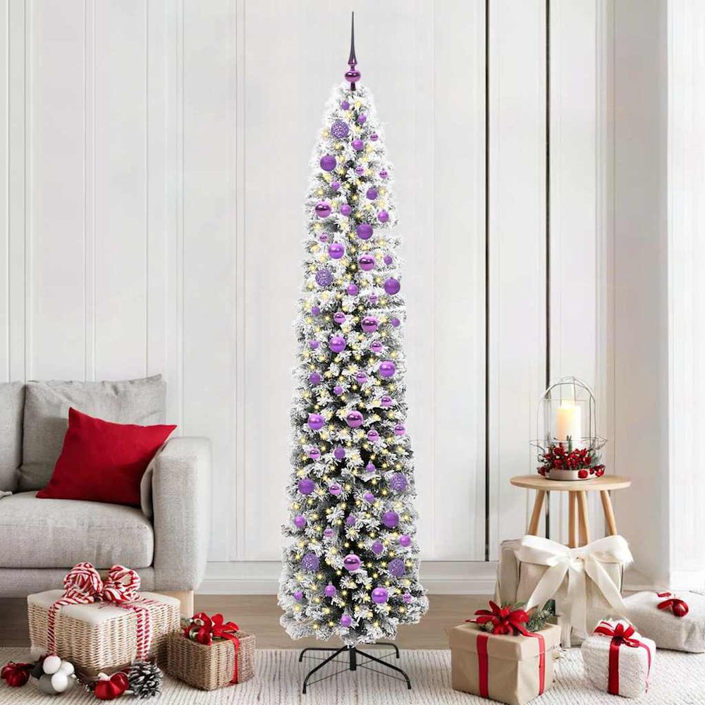 Sapin de noël artificiel haut de 2,10m avec décorations complètes, 300 led et 120 boules incluses