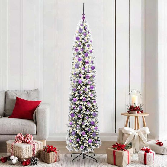 Sapin de noël artificiel haut de 2,10m avec décorations complètes, 300 led et 120 boules incluses