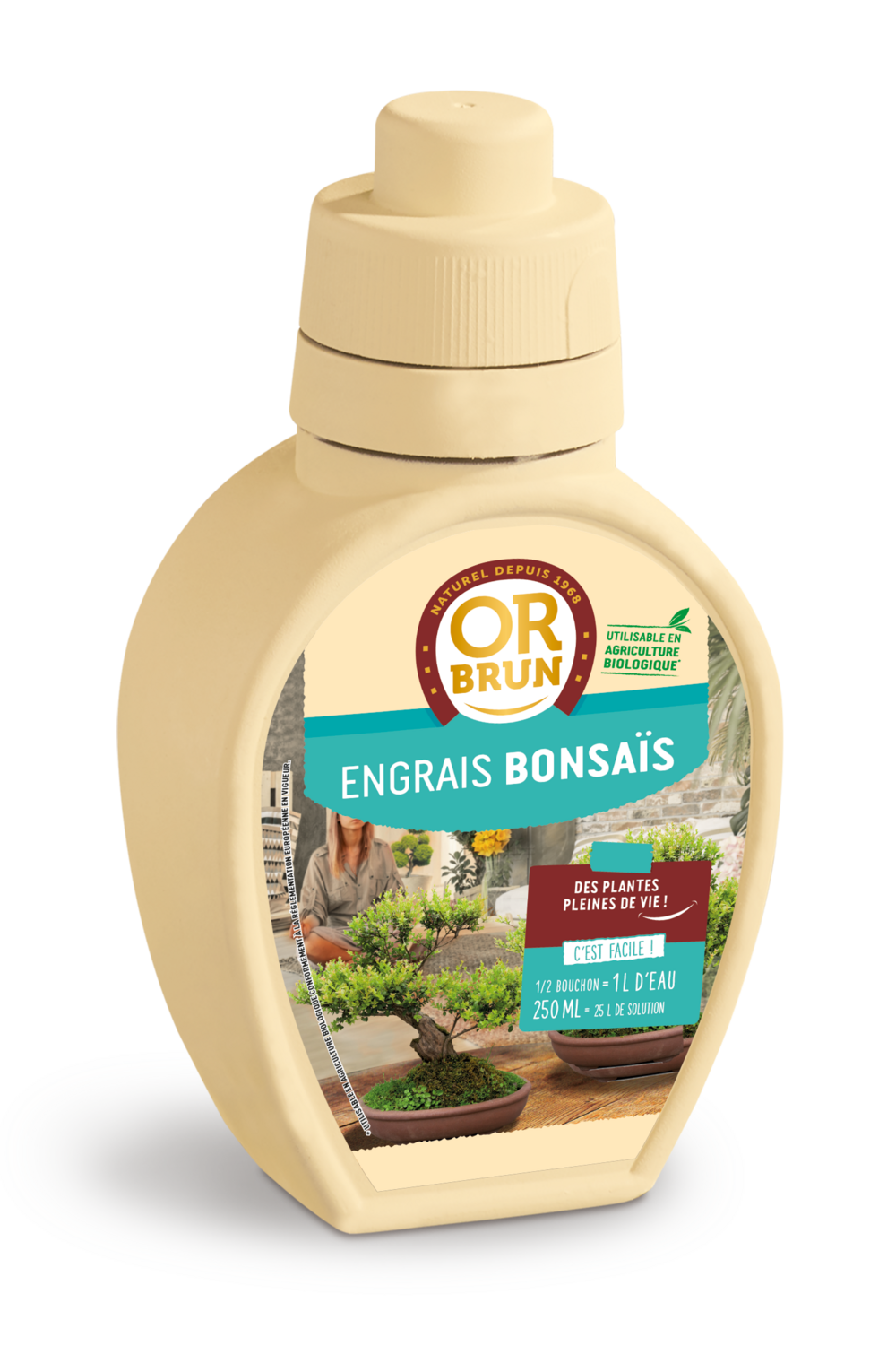 Or brun engrais bonsaïs - 250ml - améliore & favorise la croissance  - fabriqué en france obreclbonsai250