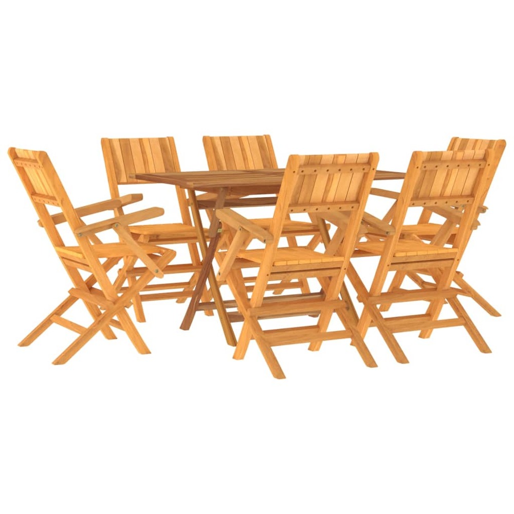 Ensemble à dîner salon de jardin meuble d'extérieur 7 pièces bois de teck solide