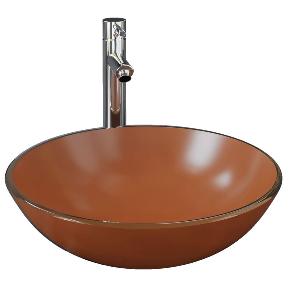Lavabo de bain avec robinet et drain à poussoir verre trempé | Truffaut