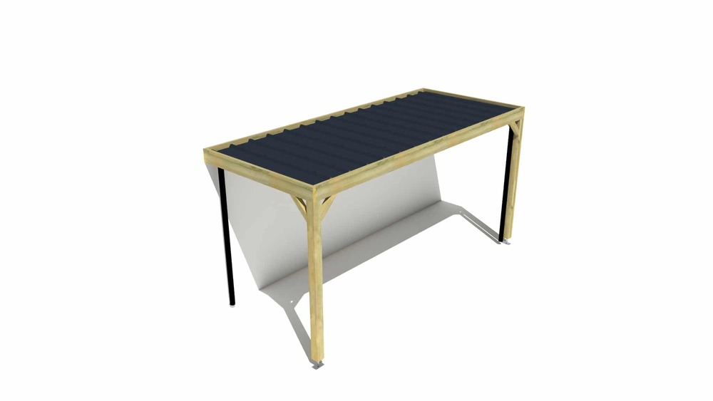 Carport bois • 5m x 2m • adossée • sens largeur • livraison comprise