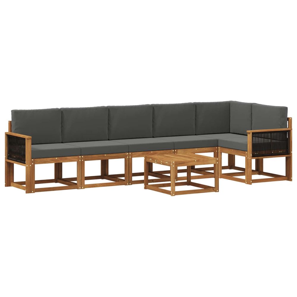 Ensemble de canapés d'extérieur 7 pc naturel et anthracite