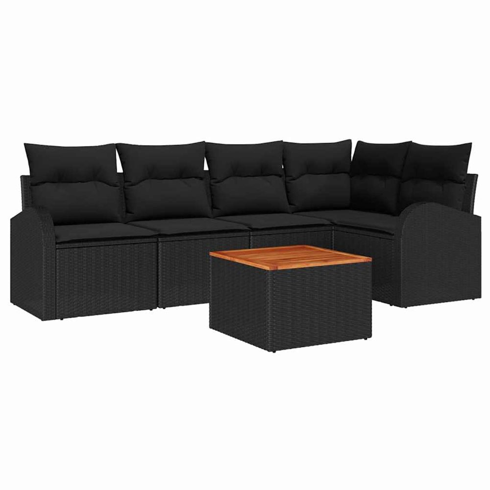 Ensemble de canapé de jardin 6 pc noir polyrotin