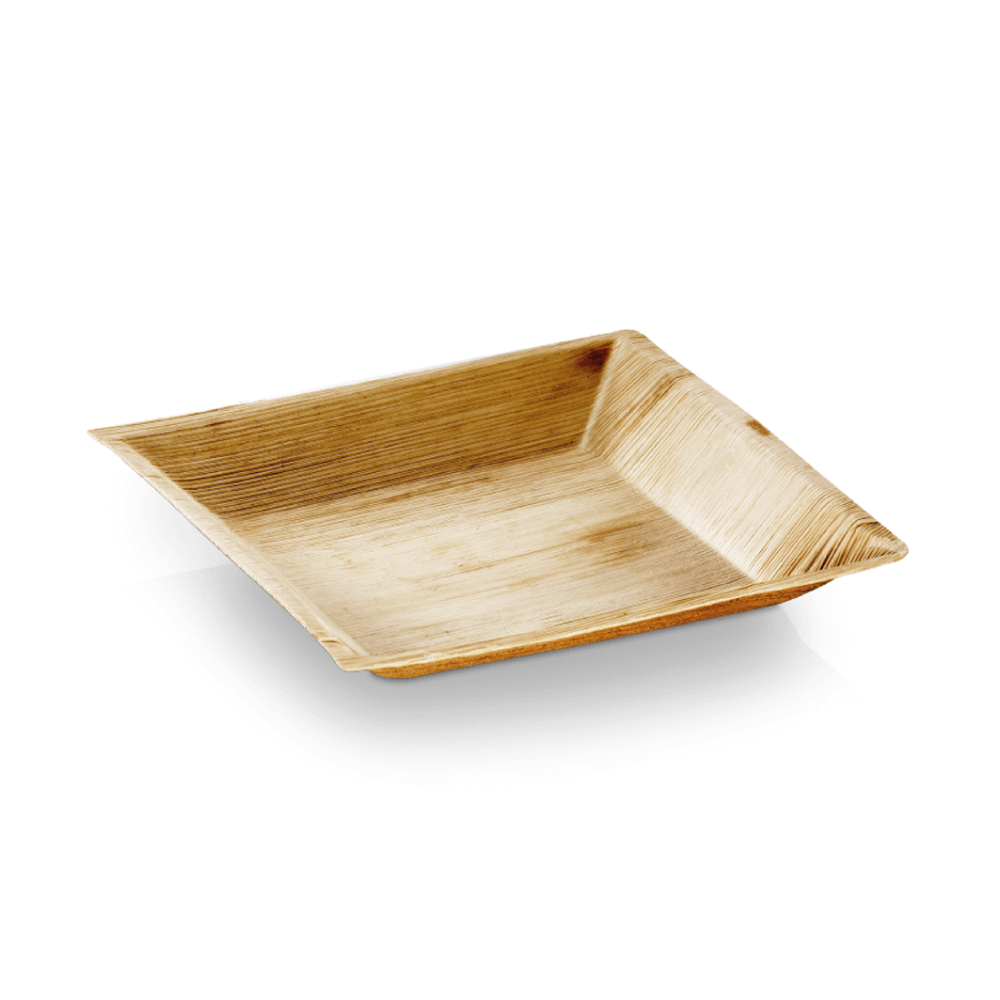 Assiettes jetables en palmier - lot de 25 - 18 x 18 cm