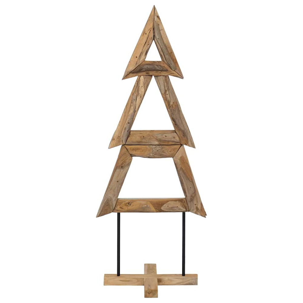 Sapin de noël avec support marron 149,5 cm bois de teck solide