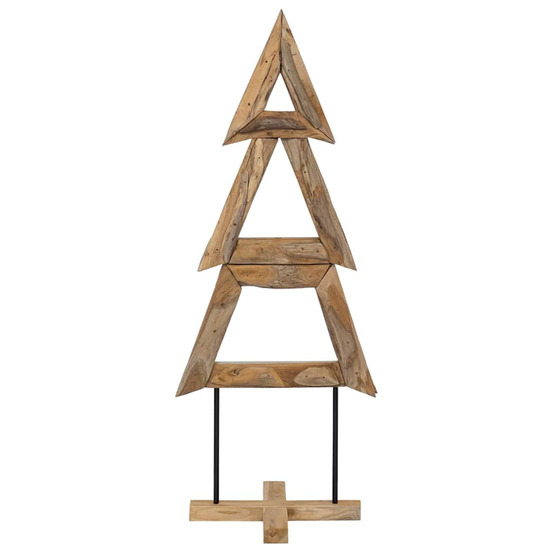 Sapin de noël avec support marron 149,5 cm bois de teck solide