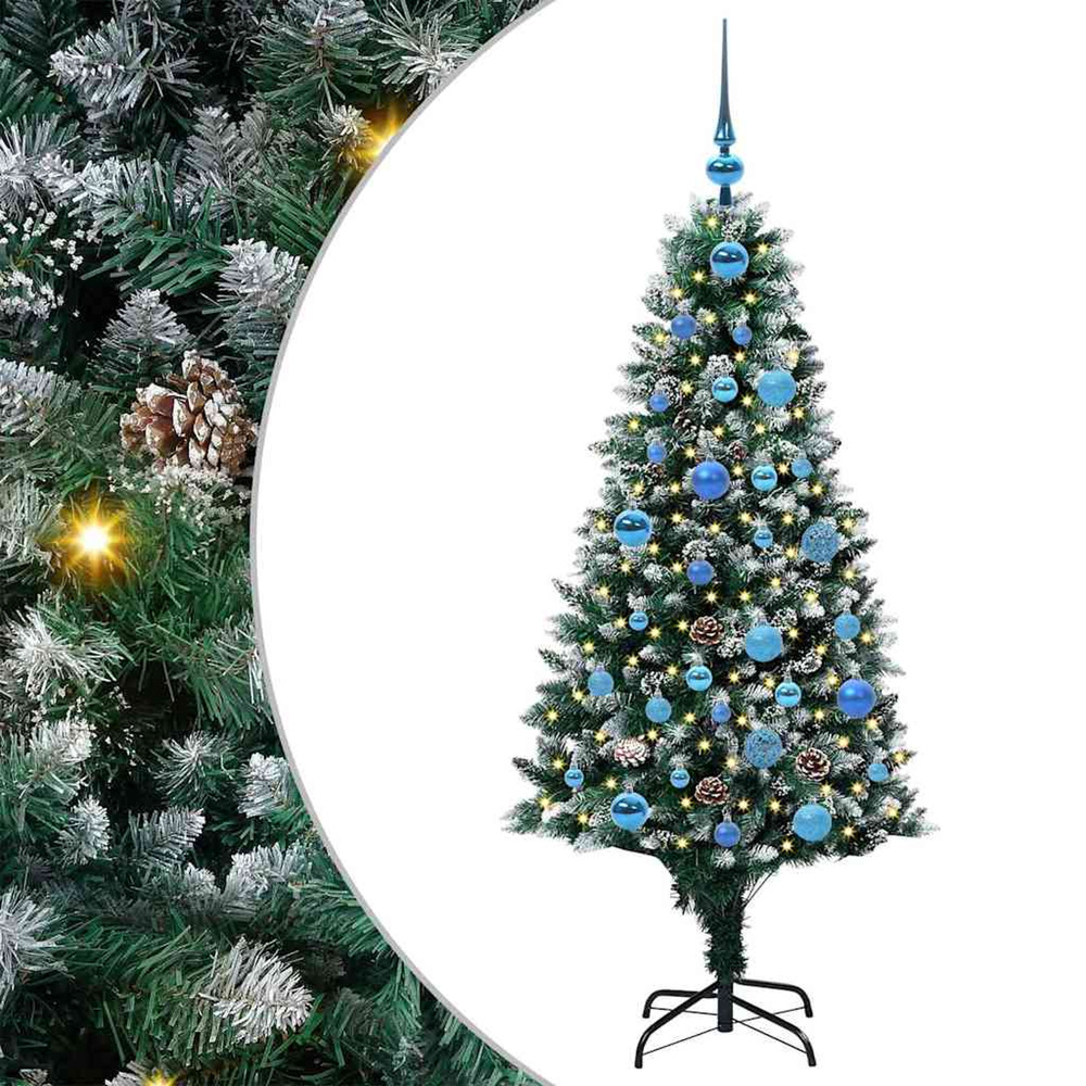 Sapin de noël artificiel vert 150 cm pvc, acier et plastique