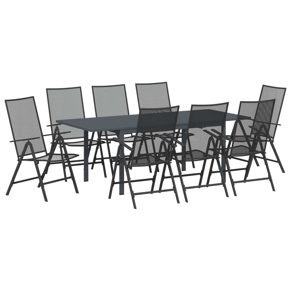 Ensemble de salle à manger pour jardin 9 pc anthracite acier