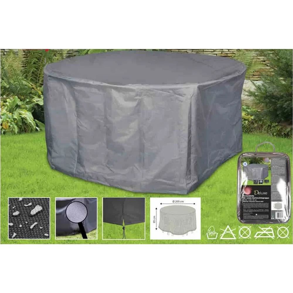 Housse salon de jardin ronde, protection 200x95cm, étanche