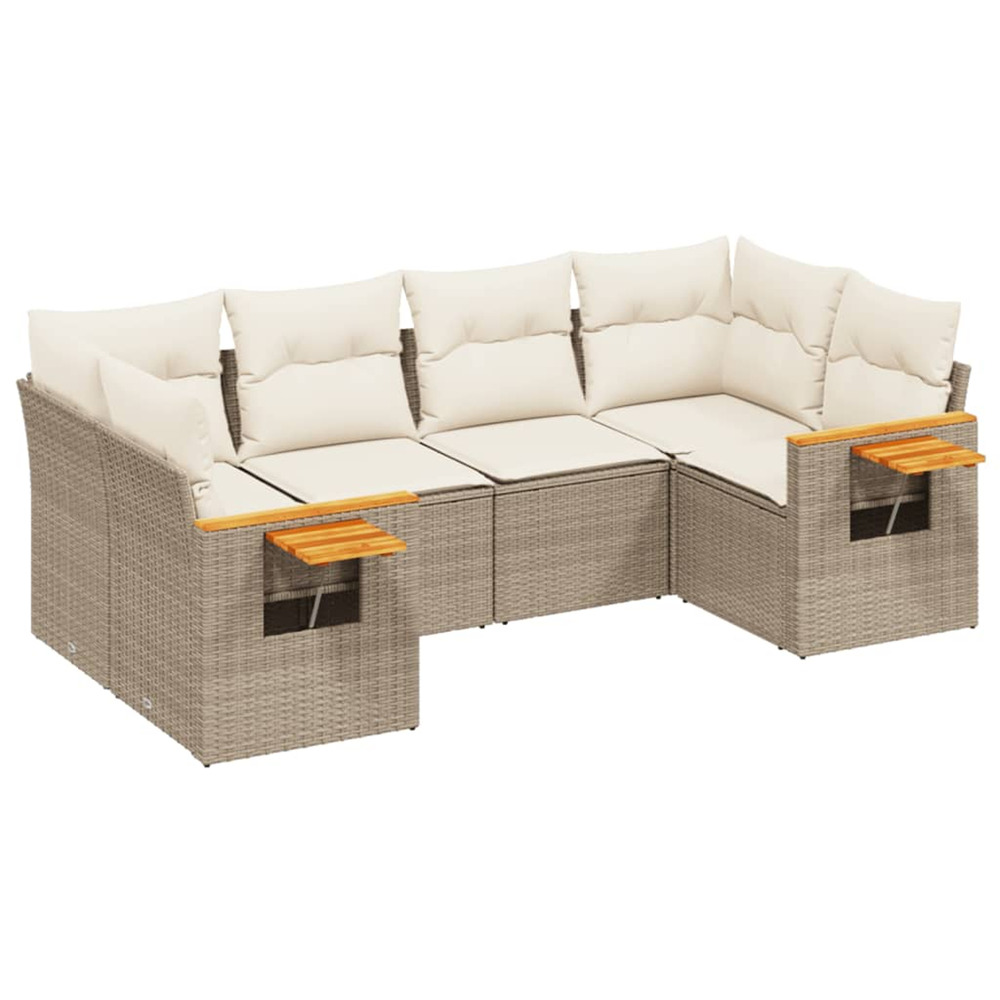 Salon de jardin avec coussins 6 pcs beige résine tressée