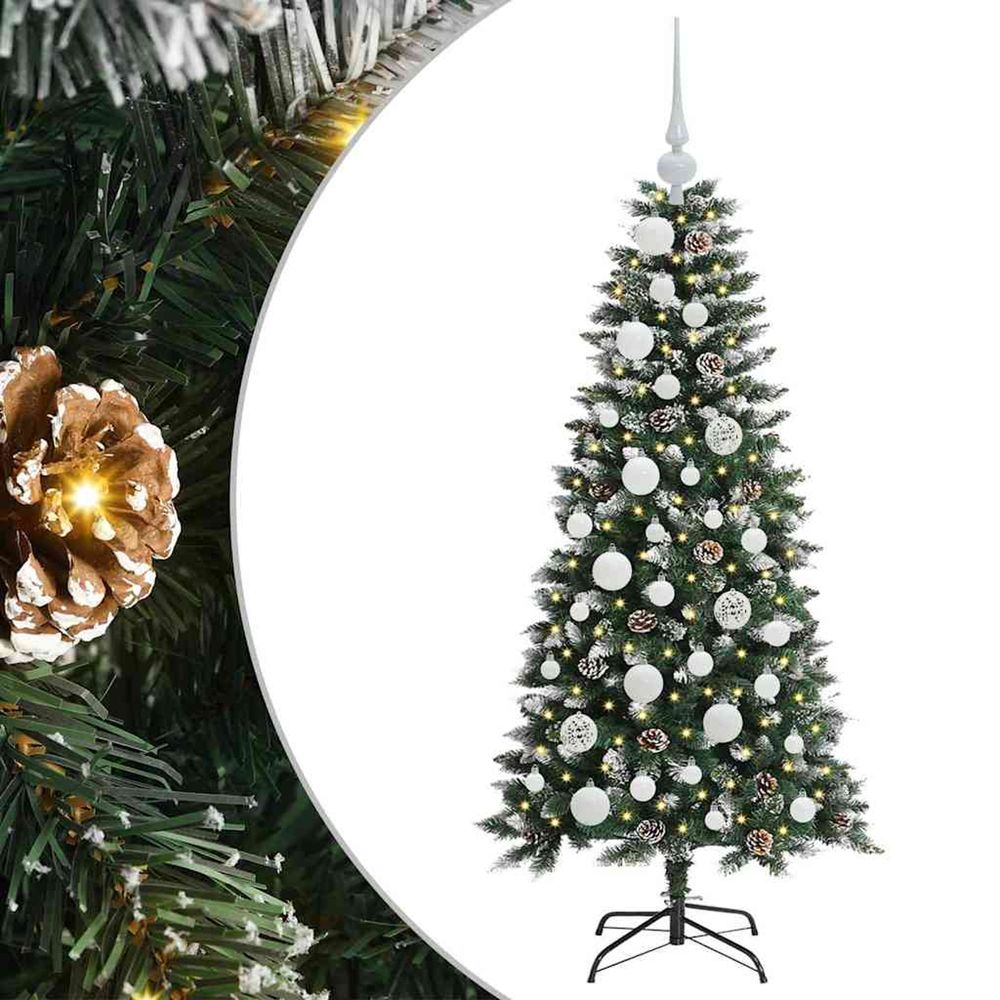 Sapin de noël artificiel vert 120 cm pvc, plastique et acier