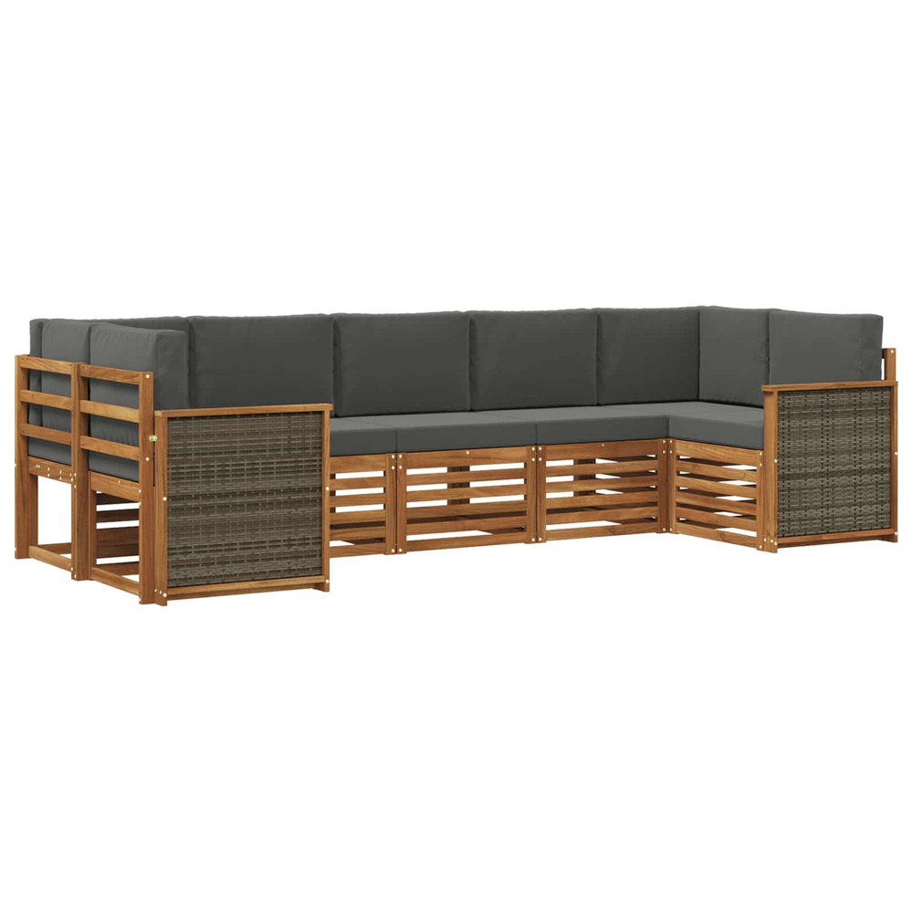 Ensemble de canapé d'angle 6 pcs naturel et anthracite