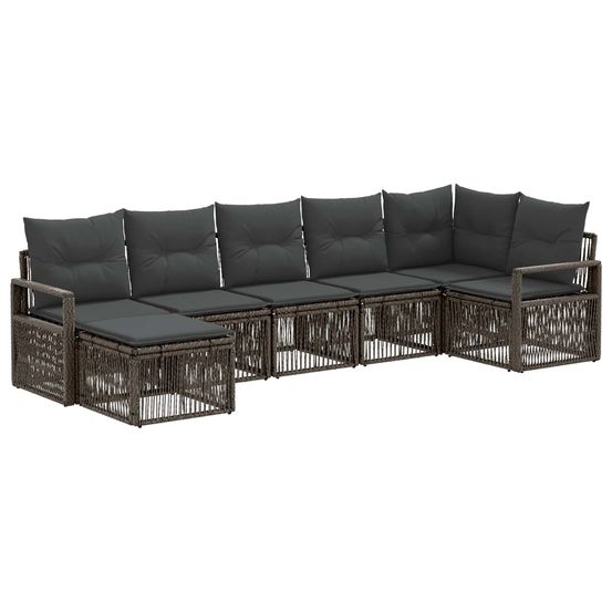 Ensemble de canapé de jardin 7 pc gris polyrotin