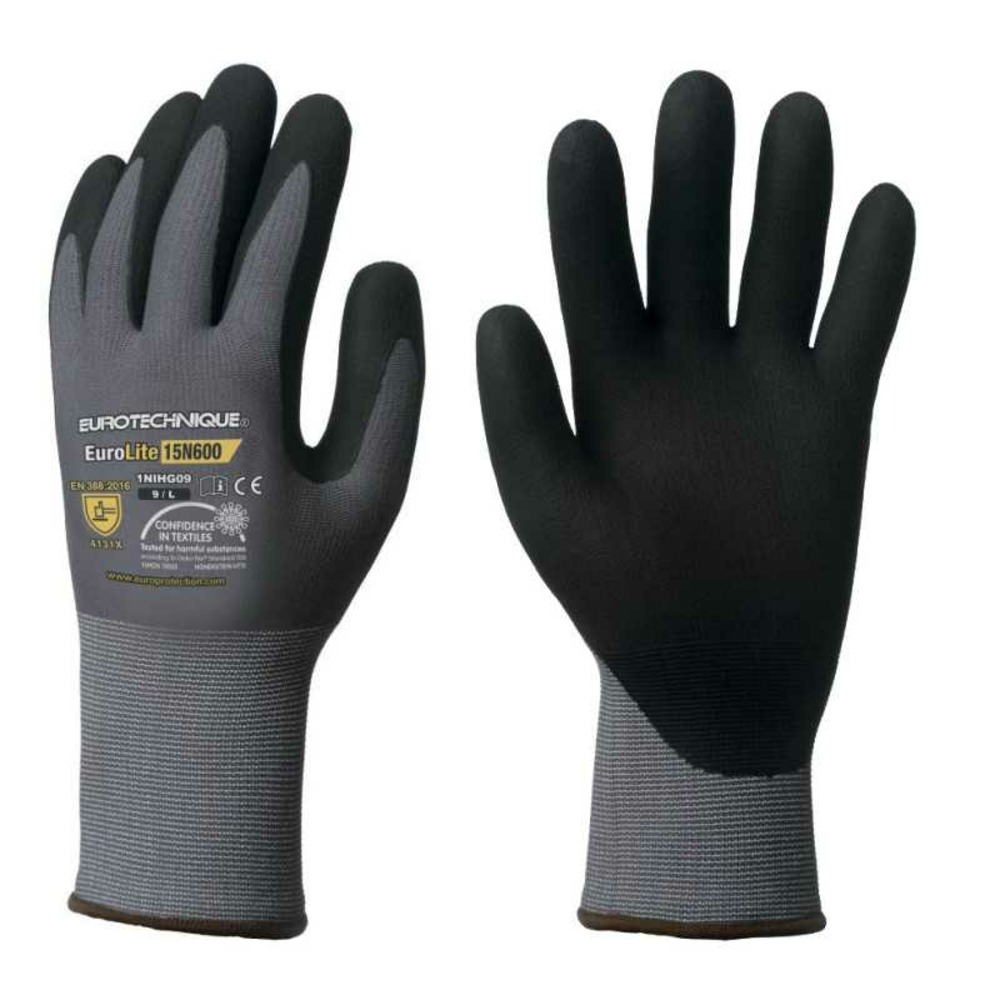 Gant tricoté eurolite 15n600 enduit nitrile gris noir t9 coverguard 1nihg09