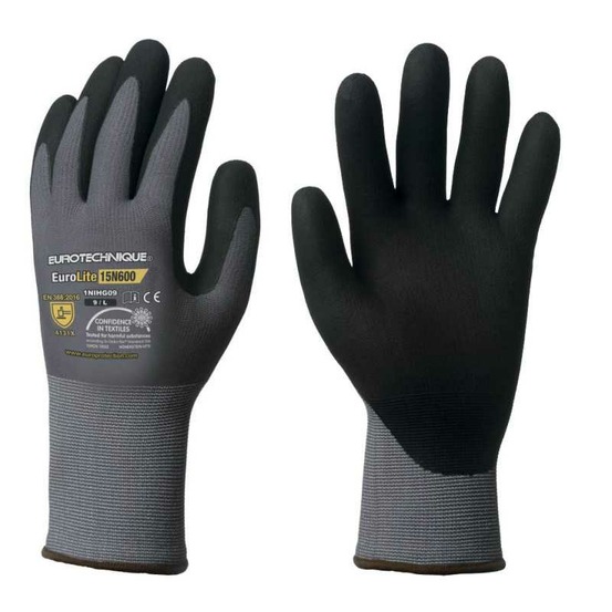 Gant tricoté eurolite 15n600 enduit nitrile gris noir t9 coverguard 1nihg09
