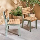 Lot de 2 chaises en bois d'acacia  pour enfant. Salon de jardin enfant vert de gris. Intérieur / extérieur