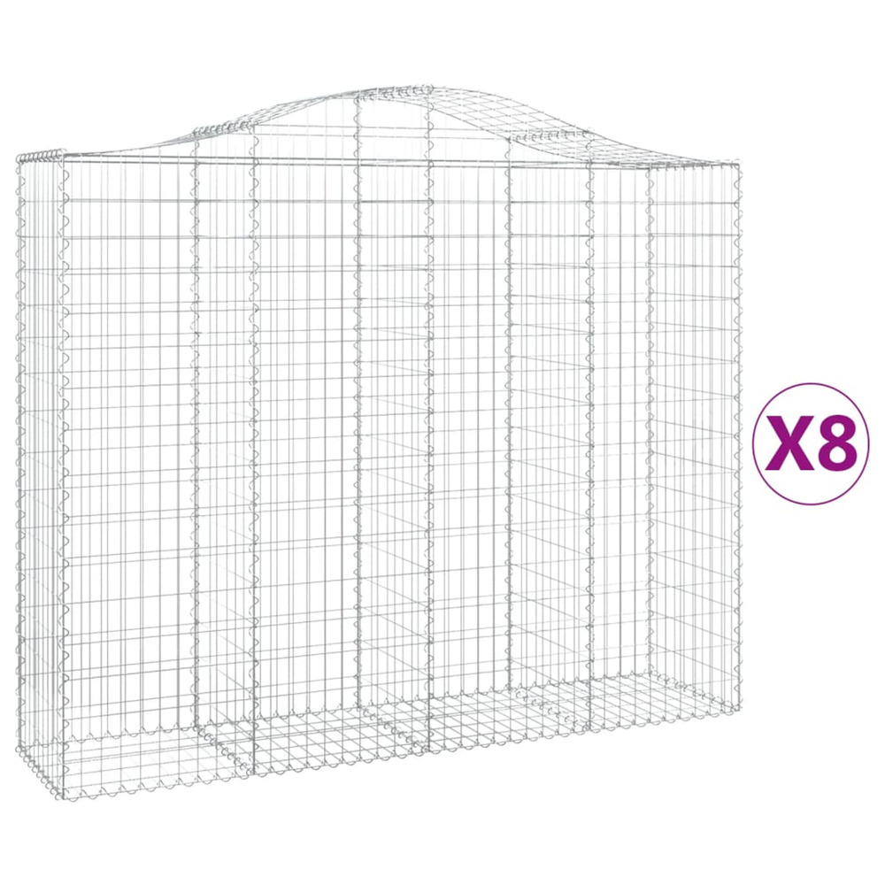 Paniers à gabions arqués 8 pcs 200x50x160/180 cm fer galvanisé