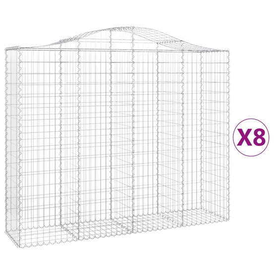 Paniers à gabions arqués 8 pcs 200x50x160/180 cm fer galvanisé