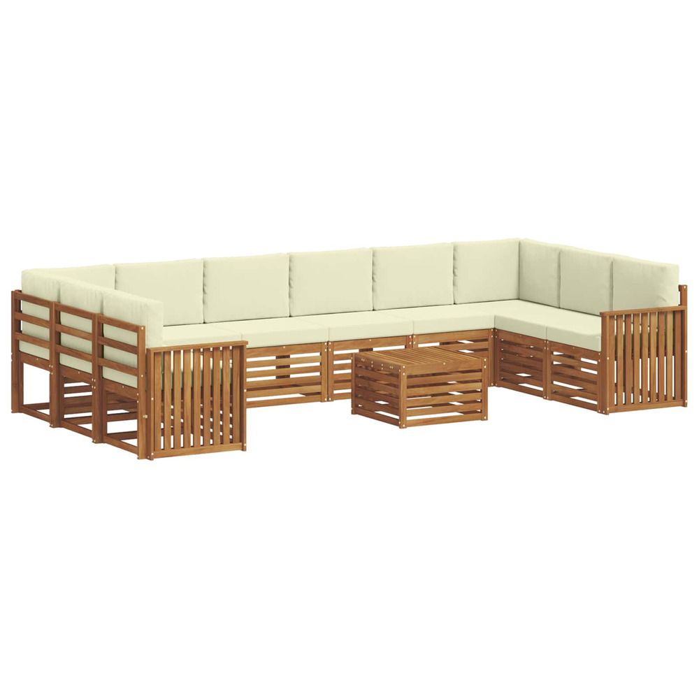 Ensemble de canapés d'extérieur 11 pc naturel et crème