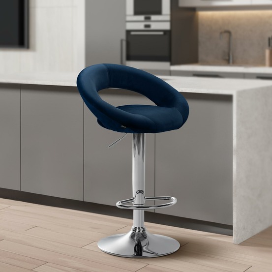 Tabouret de bar olinda velours chromé