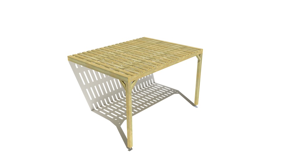 Pergola bois • 4m x 3m • adossée • sens largeur • platelage bois • livraison comprise
