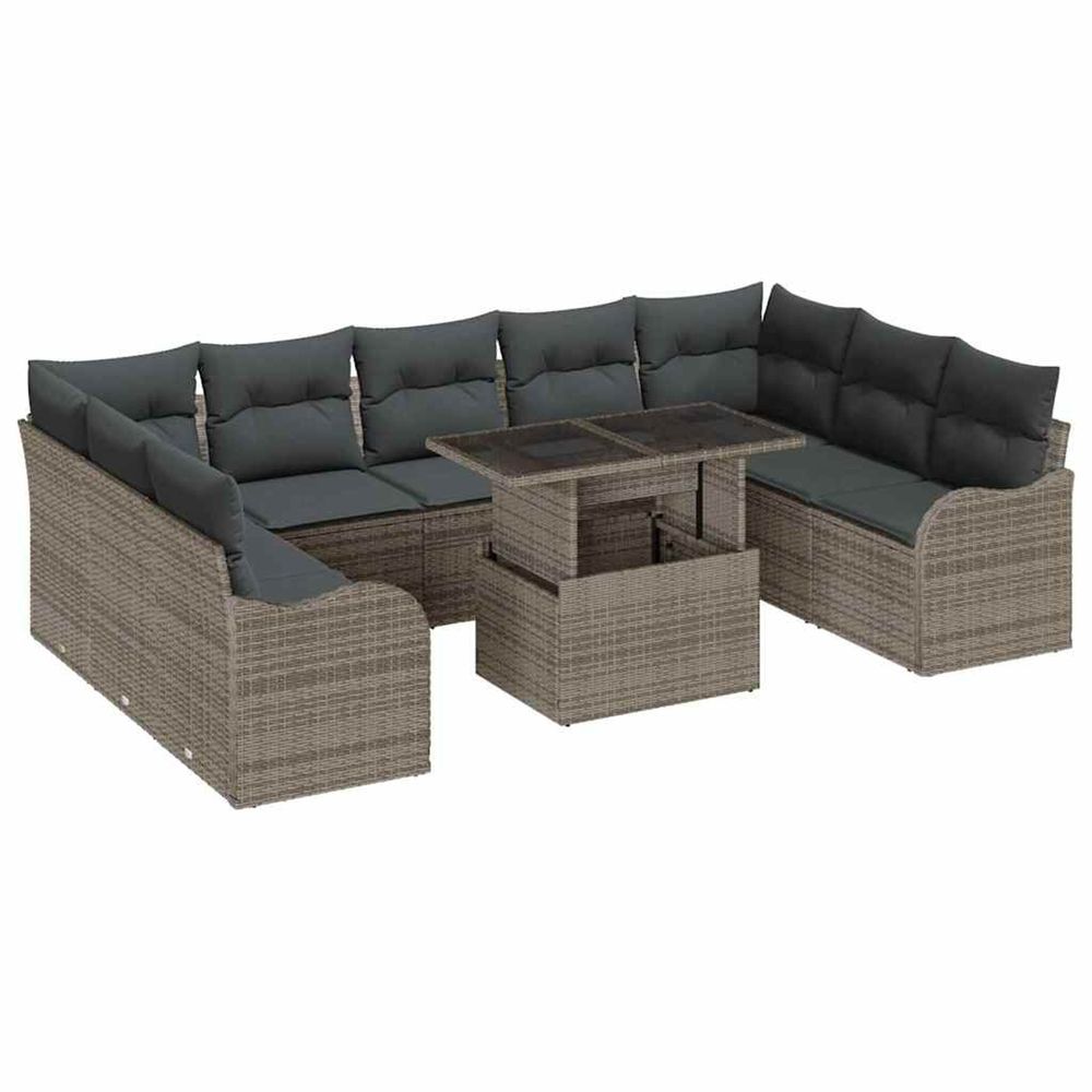 Ensemble de canapé de jardin 10 pc 9-nombre de places gris
