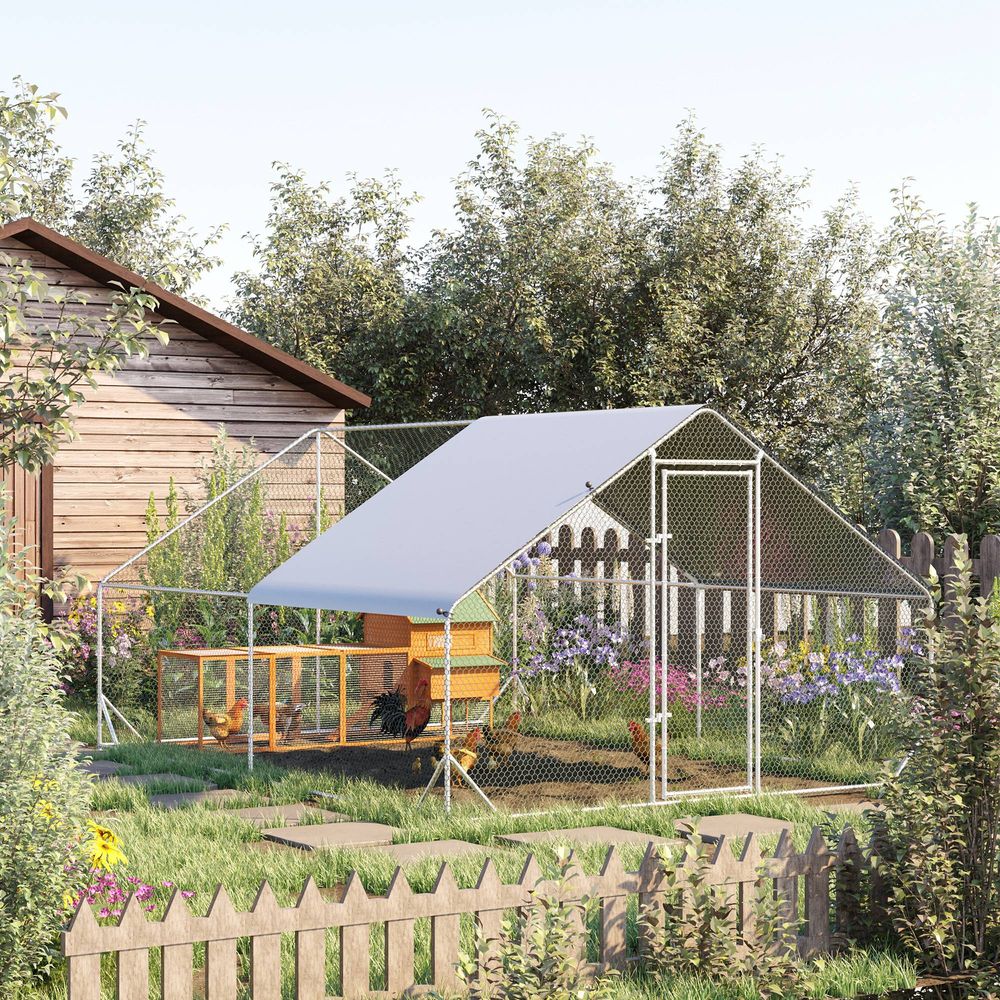 Enclos poulailler xxl acier galvanisé 12m² volière extérieure toit bâche 3x4m - comfortxl pet living