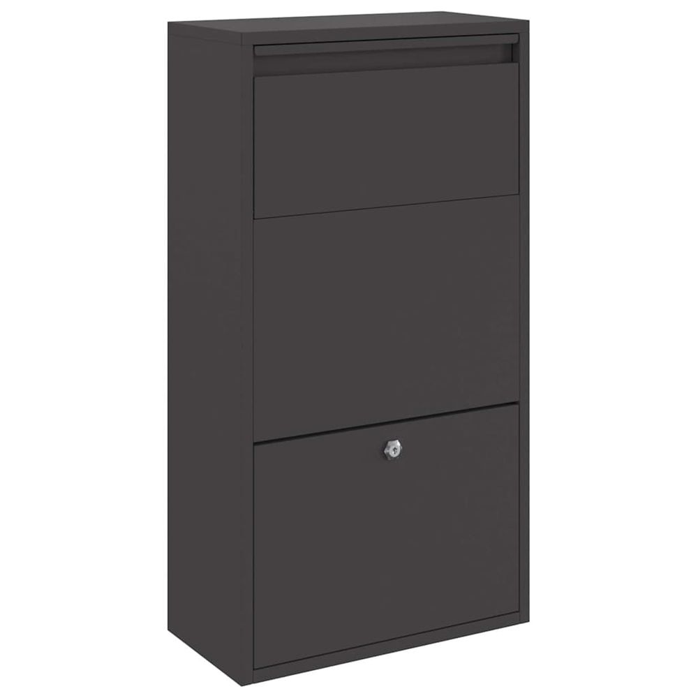 Boîte de dépôt de colis avec porte noir 44 x 22 x 82 cm acier