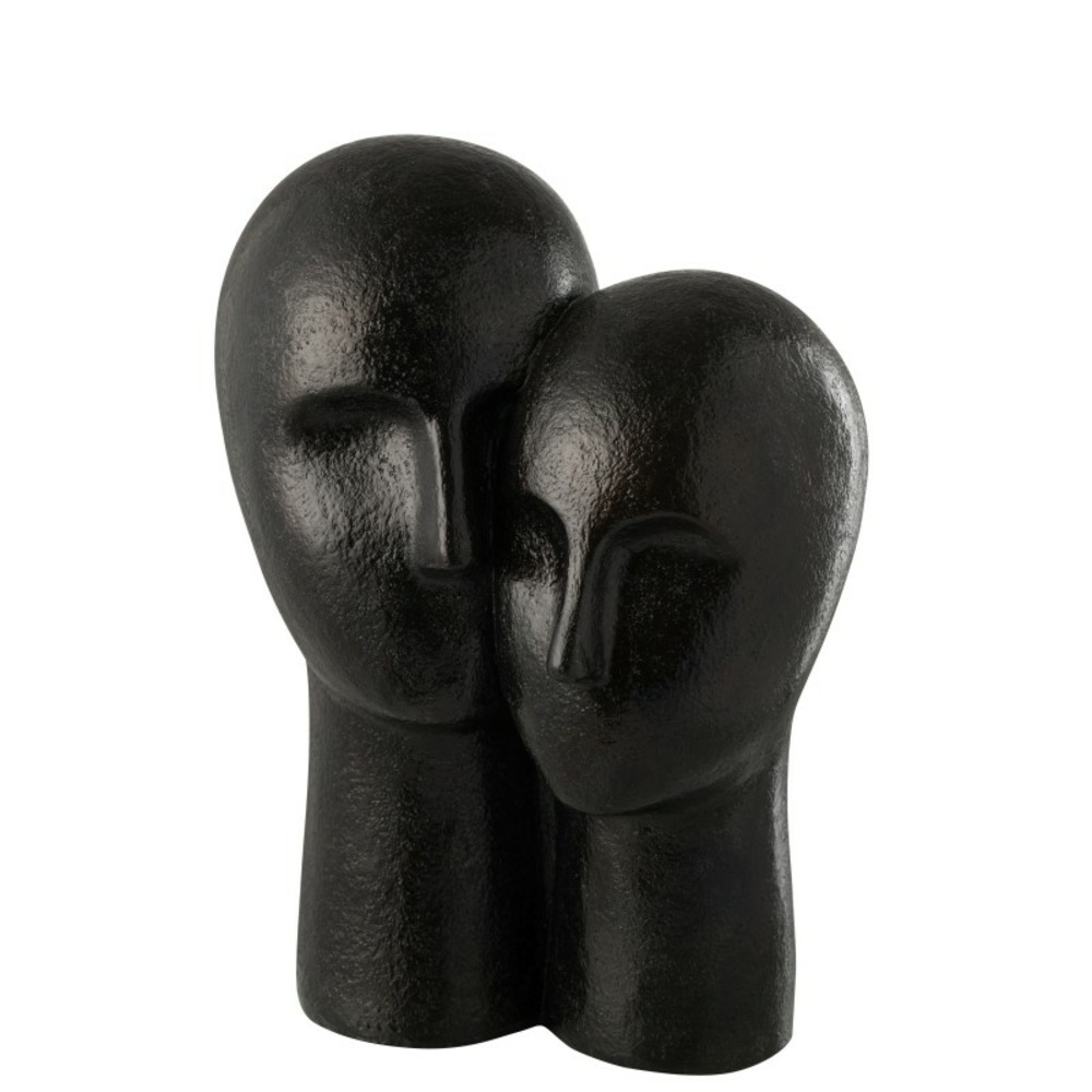 Tête de couple en résine noir 31x21x42 cm