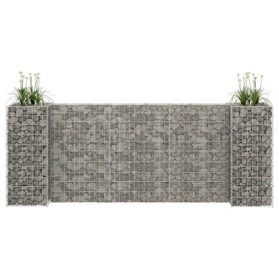 Jardinière à gabion en h fil d'acier 260x40x100 cm