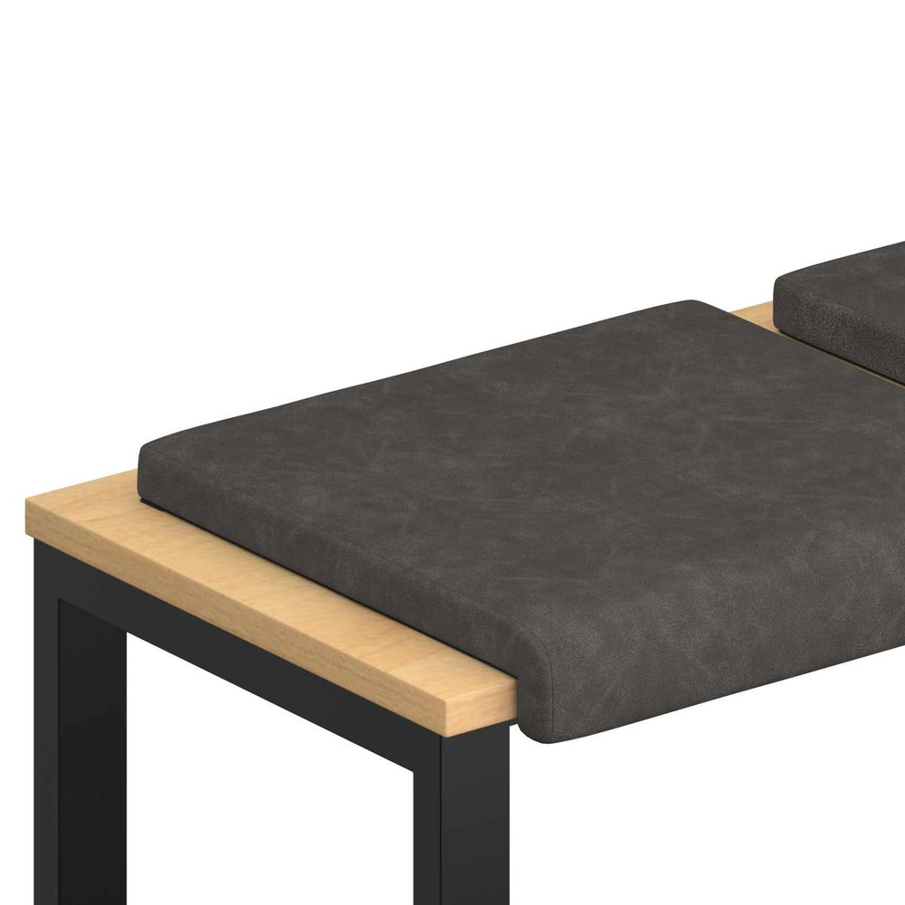 Coussin de banc 4 pc simili cuir noir profondeur 35 cm