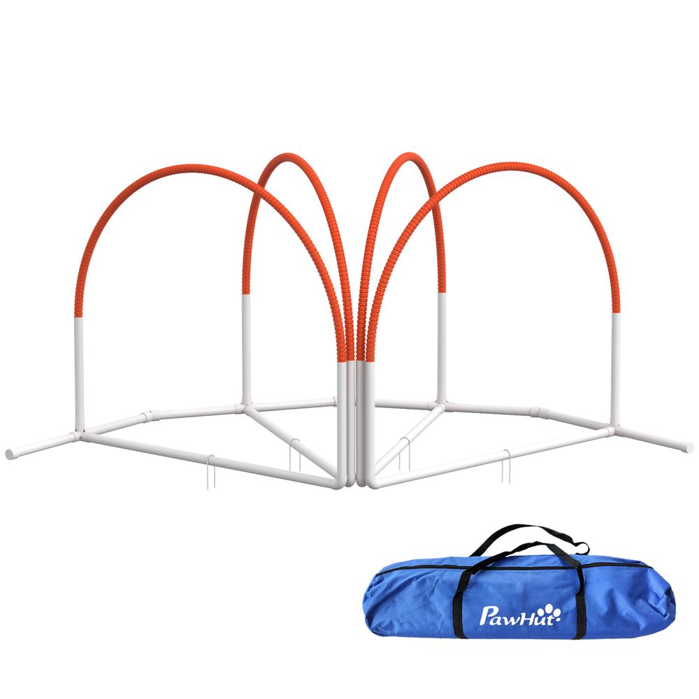Parcours agilité chien plastique 89 x 69 x 99 cm blanc orange pour dressage canin avec sac - comfortxl outdoor living