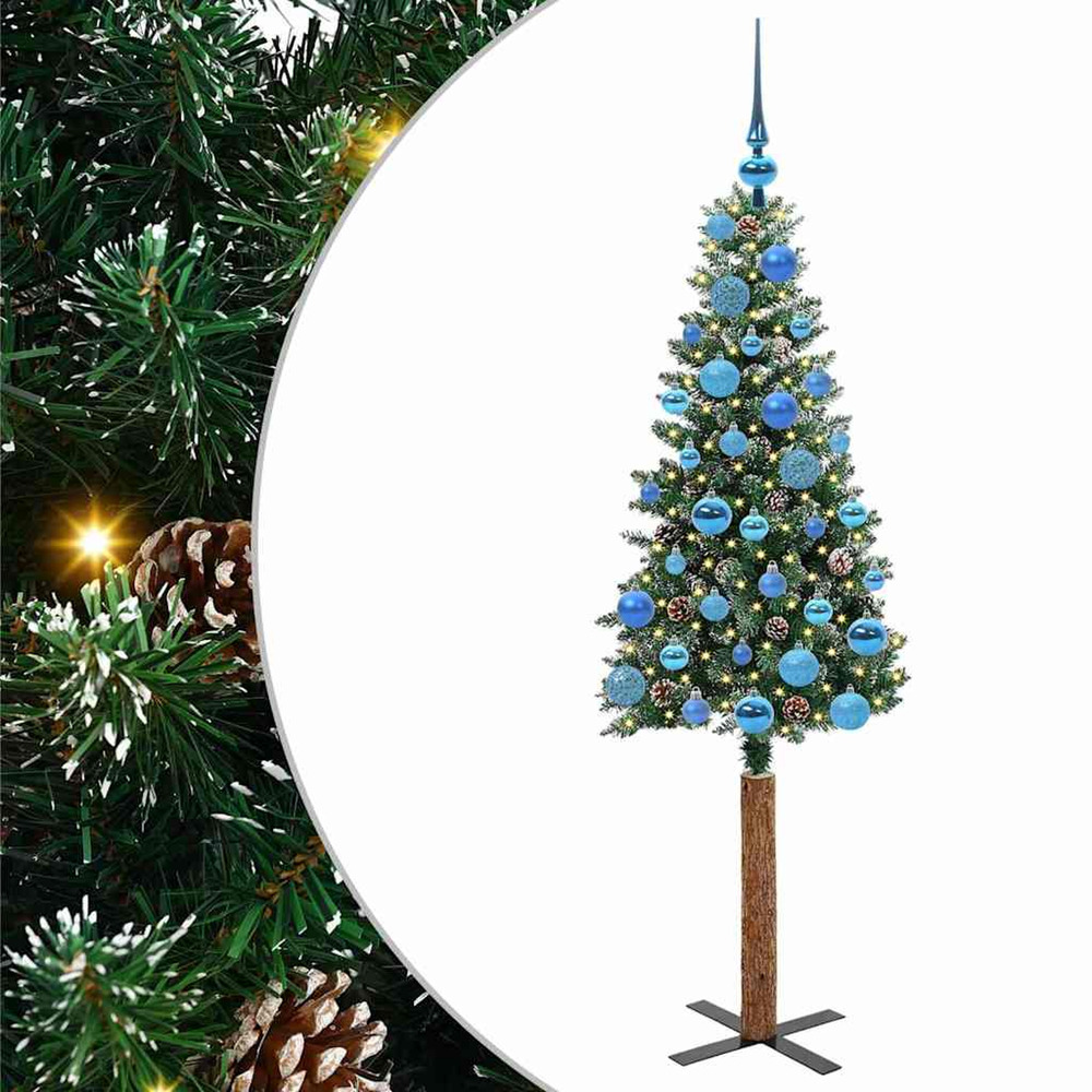 Sapin de noël mince vert 150 cm pvc et bois de pin massif