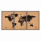 Carte du monde en liège - woody map natural world / 180 x 90 cm / noir / cadre noir