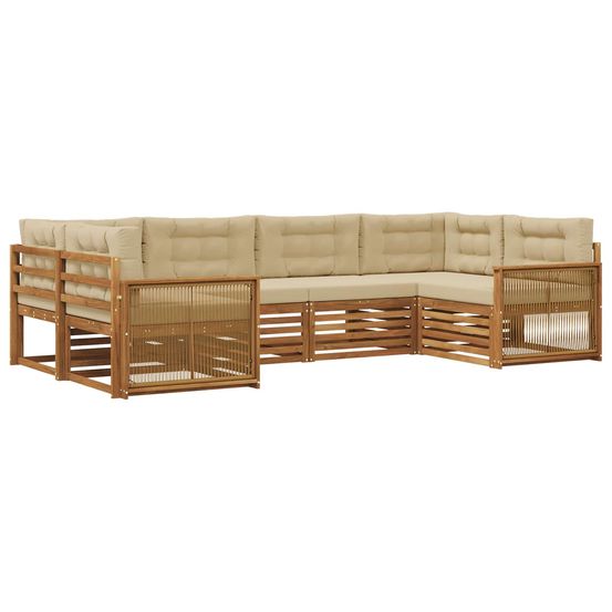 Ensemble de canapés d'extérieur 6 pc naturel et beige