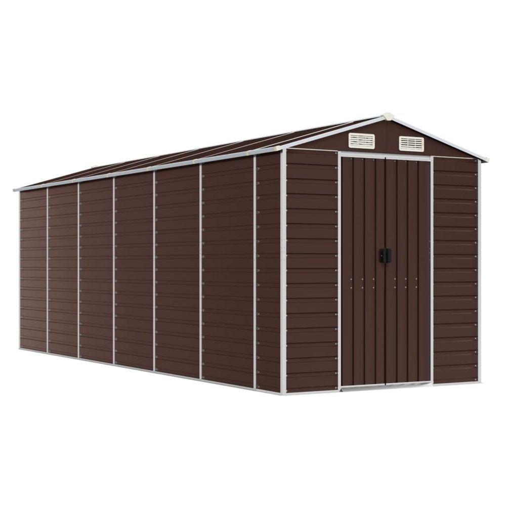 Abri de jardin marron 191 x 555 x 198 cm en acier galvanisé
