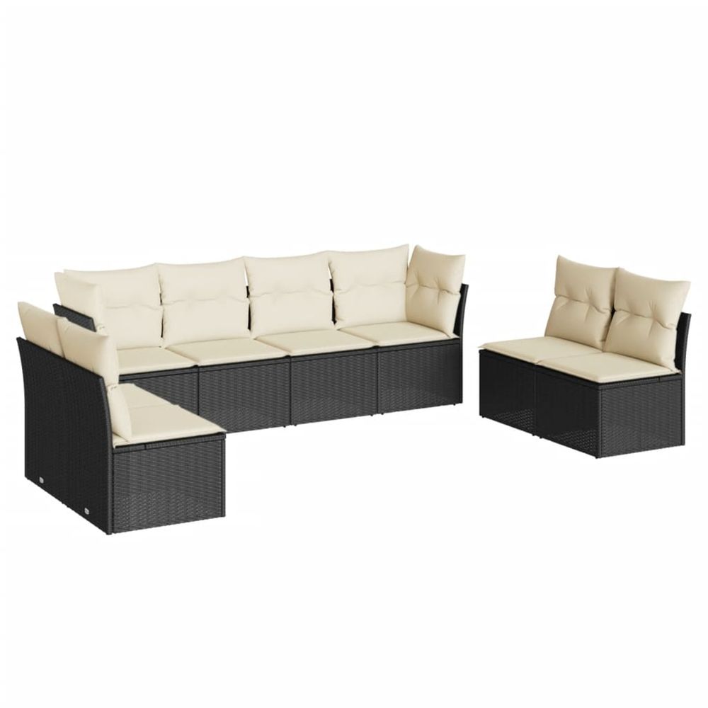 Salon de jardin 8 pcs avec coussins noir résine tressée