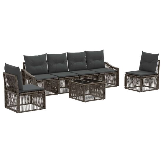 Ensemble de canapé de jardin 7 pc gris polyrotin