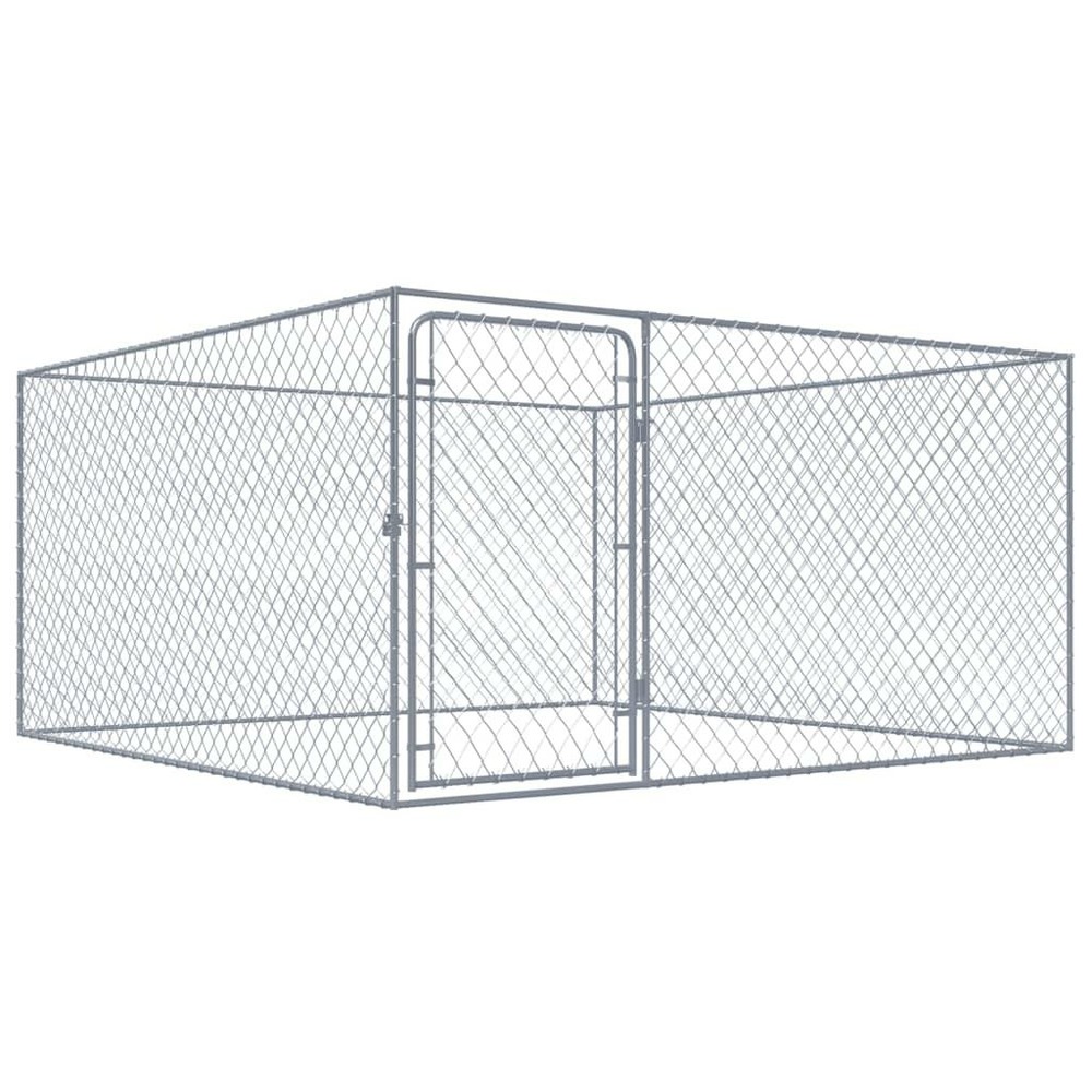 Chenil extérieur cage enclos parc animaux chien extérieur pour chiens acier galvanisé 2 x 2 x 1 m