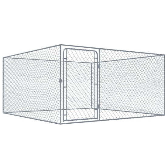 Chenil extérieur cage enclos parc animaux chien extérieur pour chiens acier galvanisé 2 x 2 x 1 m