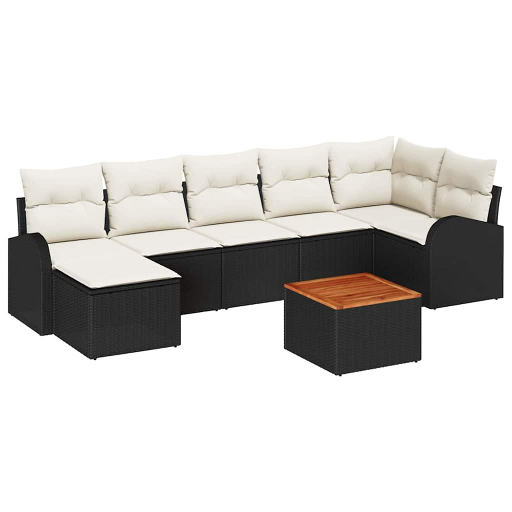 Ensemble de canapé de jardin 8 pcs noir et blanc